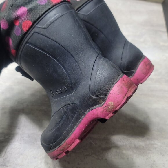 #256 Kamik Kids Boots Pink Black sz 8 - Picture 3 of 6